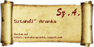 Sztahó Aranka névjegykártya