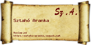 Sztahó Aranka névjegykártya